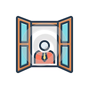 Color illustration icon for Look, peep and glimpse