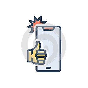 Color illustration icon for Looks, thumps and phone