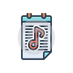 Color illustration icon for Lyrics, song and singing