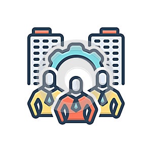 Color illustration icon for Management, monograph and office