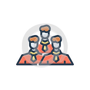 Color illustration icon for Management Team, conglomeration and monograph