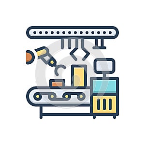 Color illustration icon for Manufacturing, production and factory