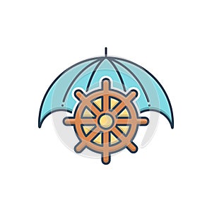 Color illustration icon for Marine insurance, cargo and marin