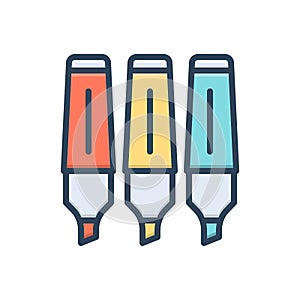 Color illustration icon for Markers, highlight and pen