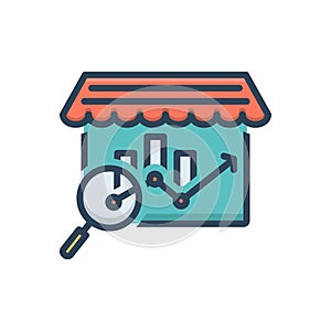 Color illustration icon for Market Analysis, bazaar and research