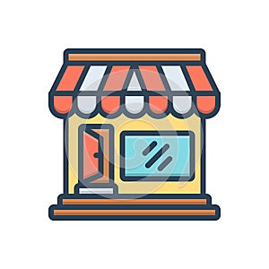 Color illustration icon for market store, grocery and shop