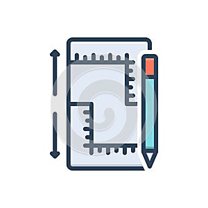 Color illustration icon for Measurements, ruler and yardage