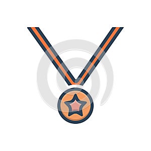 Color illustration icon for Medal, award and business