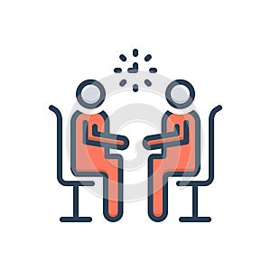 Color illustration icon for meet, discussion and communication