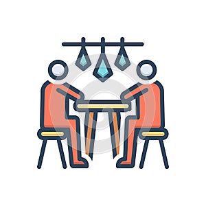 Color illustration icon for Meet, interview and converge