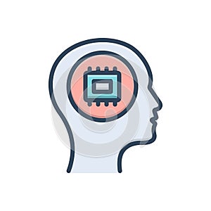 Color illustration icon for Memory, remembrance and microchip