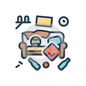 Color illustration icon for Mess, untidiness and stuff