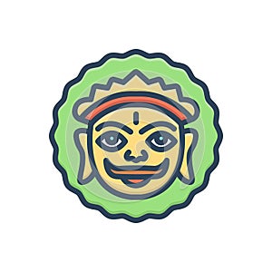 Color illustration icon for Mewar, lord surya and colorful