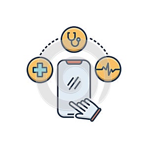 Color illustration icon for Mhealth, online and cellphone