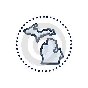 Color illustration icon for Michigan, state and america