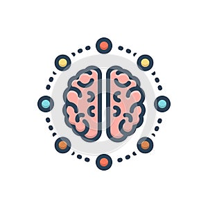 Color illustration icon for Mind share, thoughts and neurone