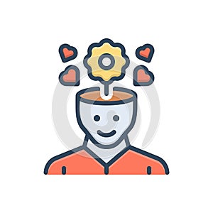 Color illustration icon for Mindedness, open and setting