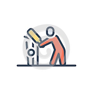 Color illustration icon for Miss, player and cricket