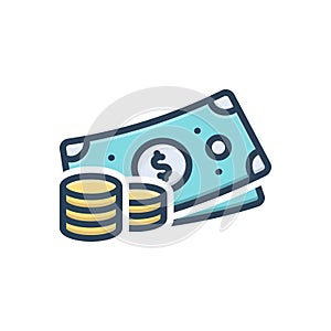 Color illustration icon for Monetary, pecuniary and fiscal