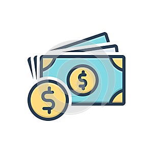 Color illustration icon for Money, wealth and currency