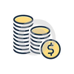 Color illustration icon for Money, wealth and riches