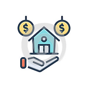 Color illustration icon for Mortgage, hostage and finance