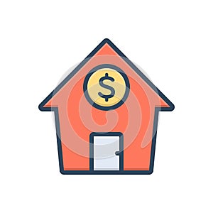 Color illustration icon for Mortgage, hostage and property