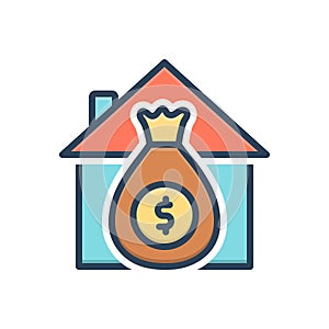 Color illustration icon for Mortgages, contract and investment