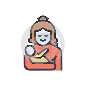 Color illustration icon for Mother, female parent and birth