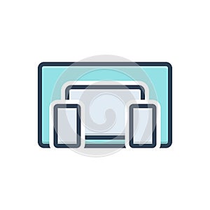 Color illustration icon for Multidevice, devices and electronic