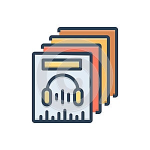 Color illustration icon for Music Collection, stockpiling and accumulation