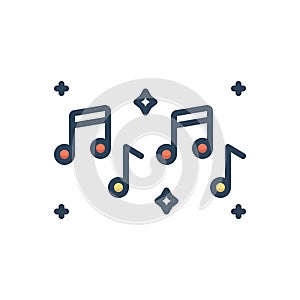Color illustration icon for Musical, musically and note