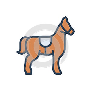 Color illustration icon for Mustang, steed and horse