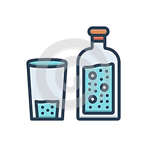 Color illustration icon for Nearly, beverage and bottle