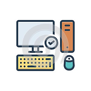 Color illustration icon for Necessarily, computer and mouse