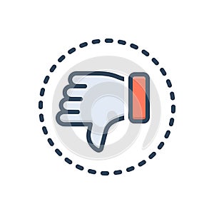 Color illustration icon for Negative, pessimistic and thumb