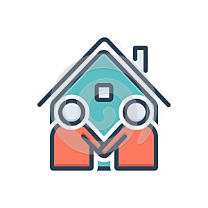 Color illustration icon for Neighbor, vicinal and neighbour