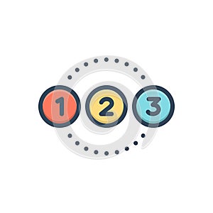 Color illustration icon for number, count and numeration