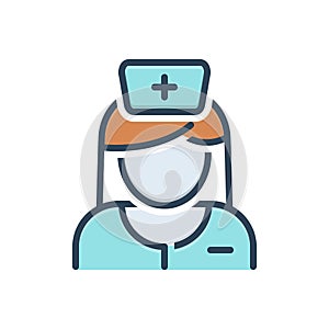 Color illustration icon for Nurse, sister and avatar