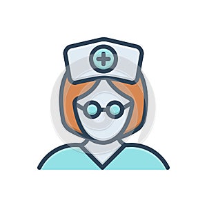 Color illustration icon for Nurse, sister and woman