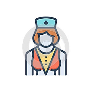 Color illustration icon for Nursing, caretaker and sister