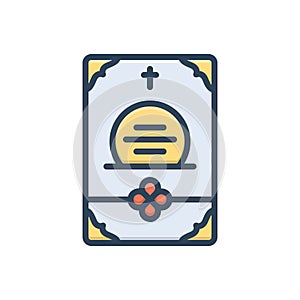 Color illustration icon for Obituaries, card and burial