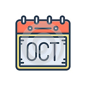 Color illustration icon for Oct, october and onth