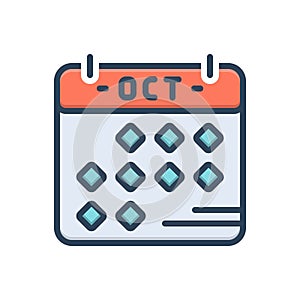 Color illustration icon for October, oct and book