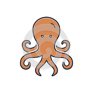 Color illustration icon for Octopus, devilfish and octopod