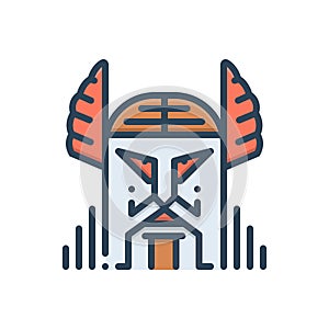 Color illustration icon for Odin, norse and symbol