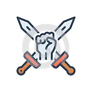 Color illustration icon for Offensive, weapon and assault