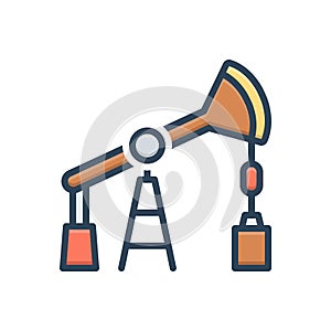 Color illustration icon for Oil Pump, derrick and petrol