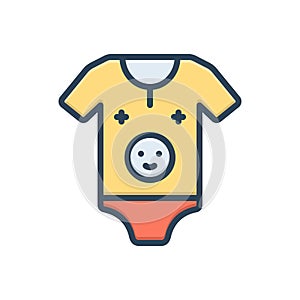 Color illustration icon for Onesie, one piece and baby