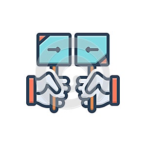 Color illustration icon for Opposed, opponent and process